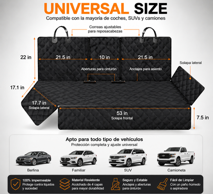 Dog Car Seat Cover, Back Seat Cover for Dogs Pet Car Seat Protector Waterproof Bench Car Seat Cover, Non-Slip Reat Seat Cover Fits Middle Armrest for Most Cars Trucks Suvs - Black