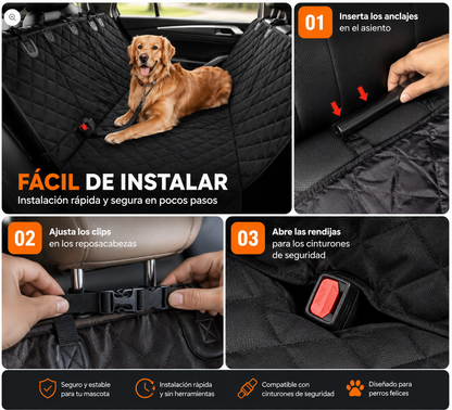 Dog Car Seat Cover, Back Seat Cover for Dogs Pet Car Seat Protector Waterproof Bench Car Seat Cover, Non-Slip Reat Seat Cover Fits Middle Armrest for Most Cars Trucks Suvs - Black