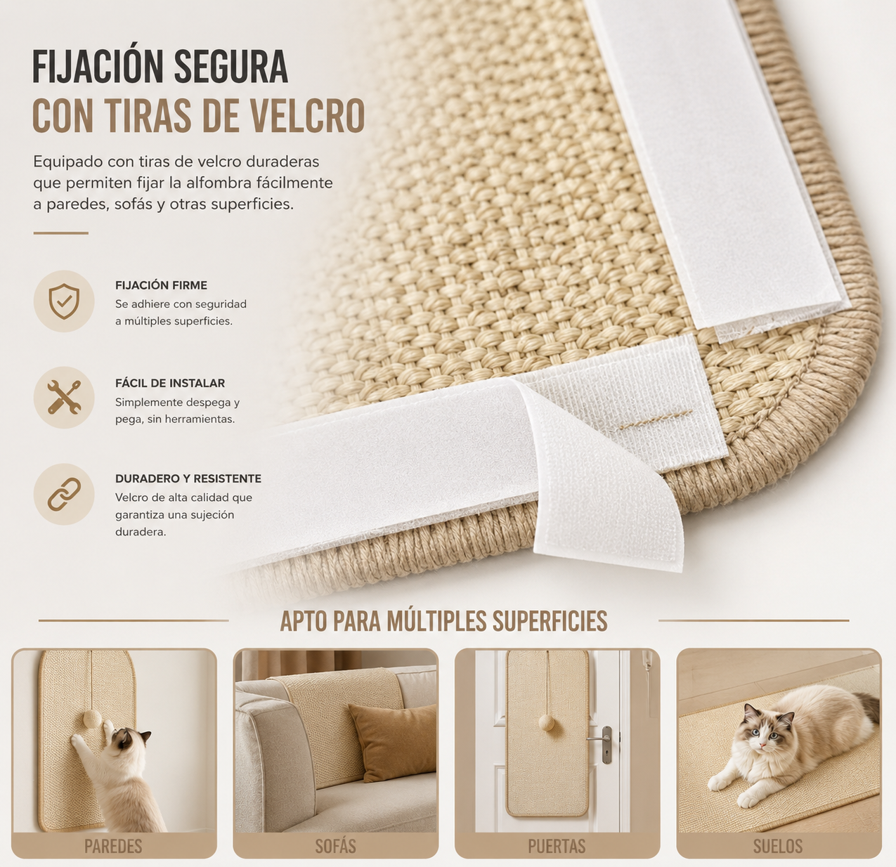 Durable Cat Scratch Pads Wall Sofa Claw Grinding Board Stickers Pet Accessories Natural Sisal Scratcher Easy to Use Versatile for Various Cat Breeds