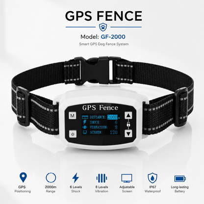 GPS Wireless Dog Fence System, Electric Smart Automatic Barking Stop Device, OLED Screen Pet Dog Training Shock Collar
